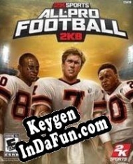 Registration key for game  All-Pro Football 2K8