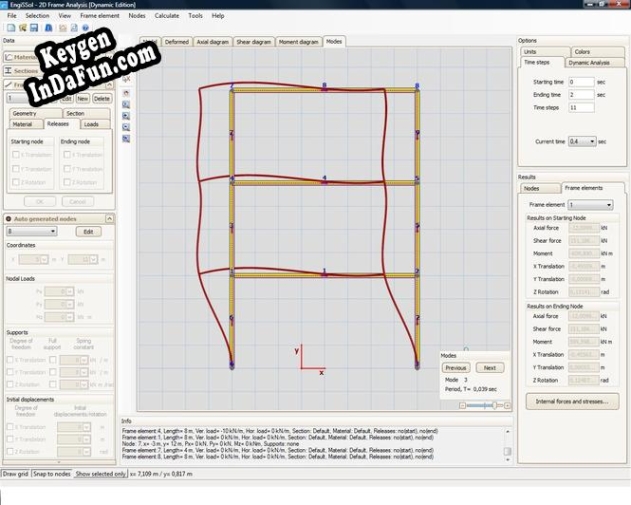 Free key for 2D Frame Analysis Dynamic Edition