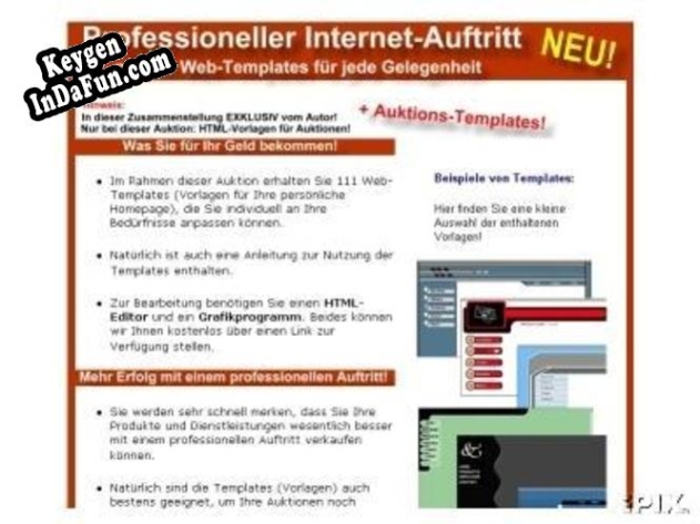Key generator for 350 Vorlagen (Frontpage) RESELLER-Version
