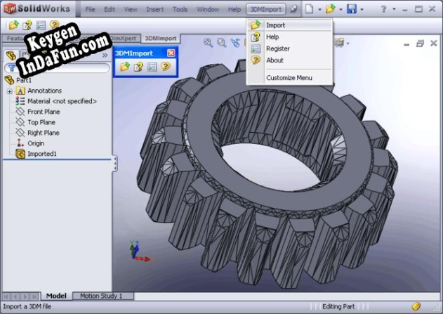 Key generator (keygen) 3DM Import for SolidWorks