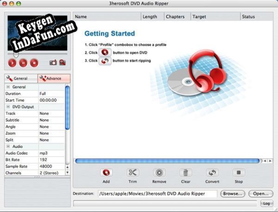 Activation key for 3herosoft DVD Audio Ripper for Mac