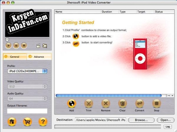 3herosoft iPod Video Converter for Mac key generator