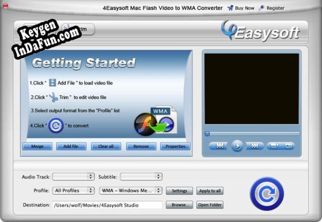 Key generator (keygen) 4Easysoft Mac Flash Video toWMAConverter