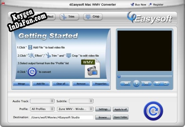 Registration key for the program 4Easysoft Mac WMV Converter