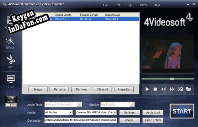 4Videosoft Creative Zen Video Converter key generator
