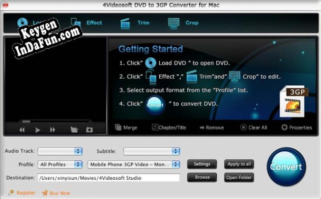 Key generator (keygen) 4Videosoft DVD to 3GP Converter for Mac