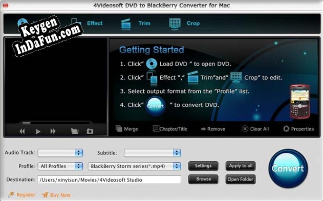 Key for 4Videosoft DVD to BlackBerry Converter for Mac