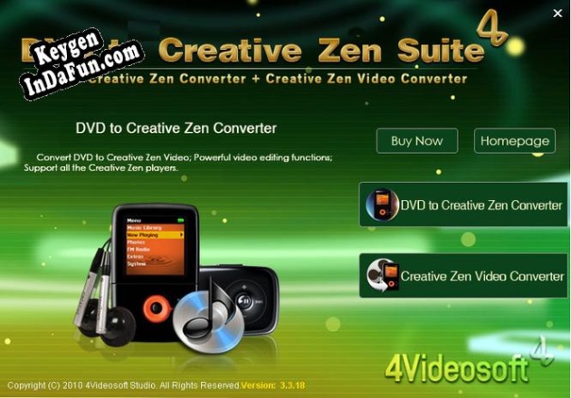 4Videosoft DVD to Creative Zen Suite key free