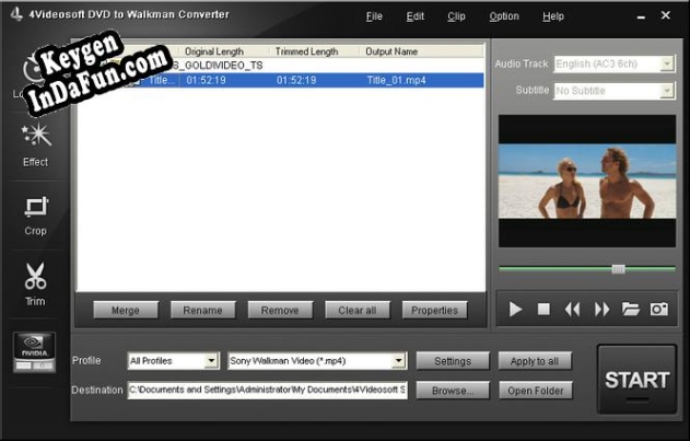 Key generator (keygen) 4Videosoft DVD to Walkman Converter
