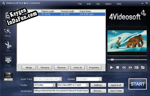 Registration key for the program 4Videosoft Tod Mod Converter