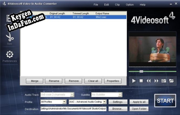 Activation key for 4Videosoft Video to Audio Converter