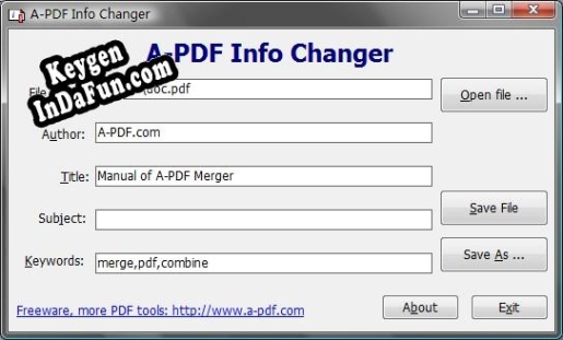 A-PDF INFO Changer key free
