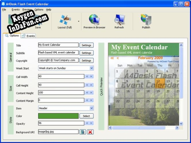 Free key for A4Desk Flash Event Calendar
