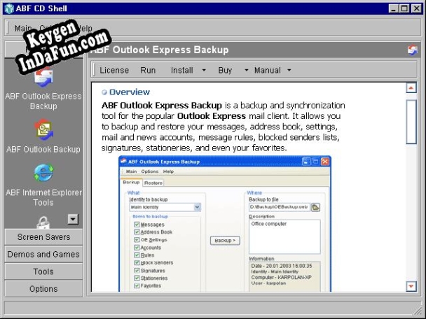 Key generator (keygen) ABF CD Shell