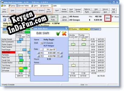 Activation key for Able Staff Scheduler