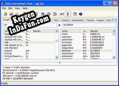 Key generator for AccelWare Unit Conversion Tool