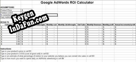 AdWords ROI Calculator Key generator