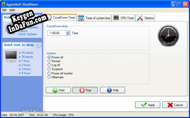 Free key for AgataSoft Shutdown Lite