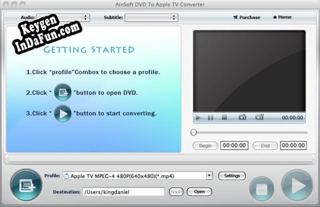 Ainsoft DVD to Apple TV for Mac key generator