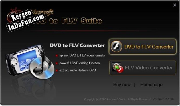 Registration key for the program Aiseesoft DVD to FLV Suite