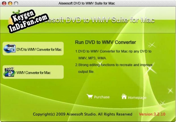 Key generator (keygen) Aiseesoft DVD to WMV Suite for Mac