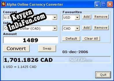 Free key for Alpha Online Currency Converter