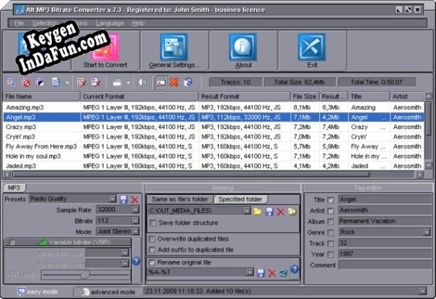 Activation key for Alt MP3 Bitrate Converter