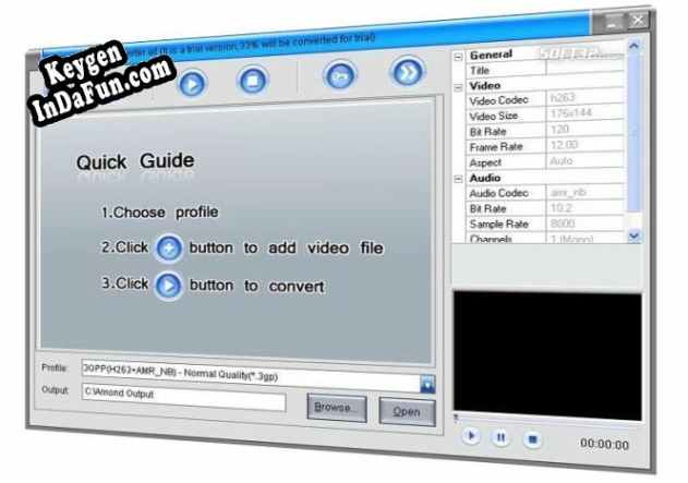 Registration key for the program Amond iPod Video Converter