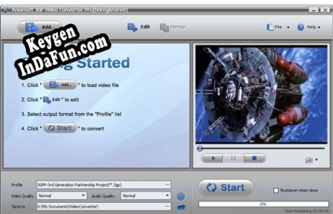 Activation key for Aneesoft 3GP Video Converter