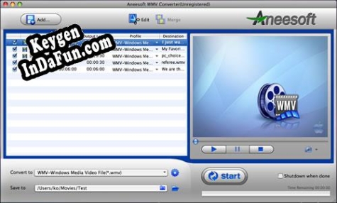 Aneesoft WMV Converter for Mac key free