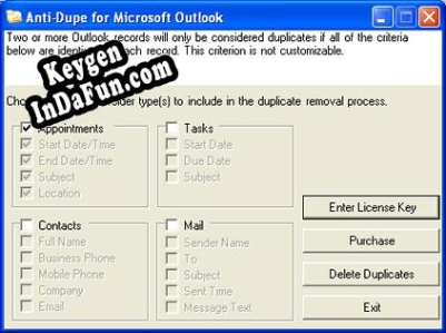 Anti-Dupe for Microsoft Outlook Key generator