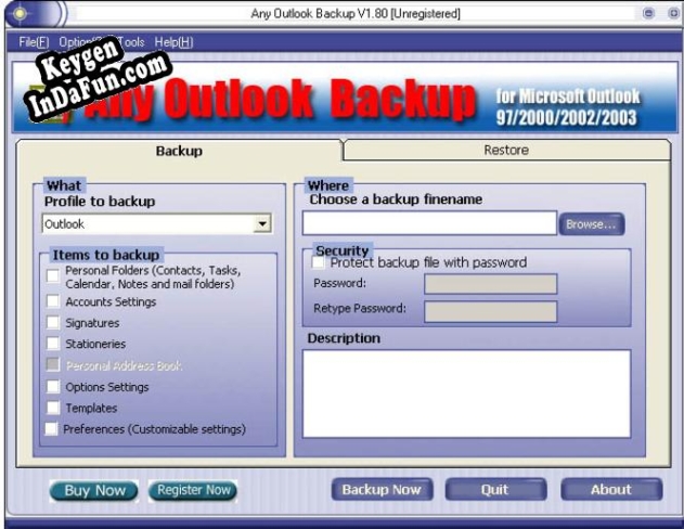 Any Outlook Backup activation key