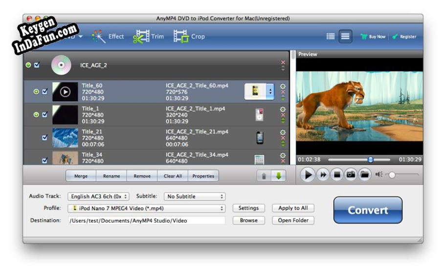 AnyMP4 DVD to iPod Converter for Mac key free