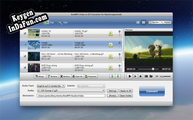 AnyMP4 Video to GIF Converter for Mac key generator