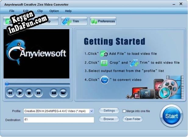 Anyviewsoft Creative Zen Video Converter key generator