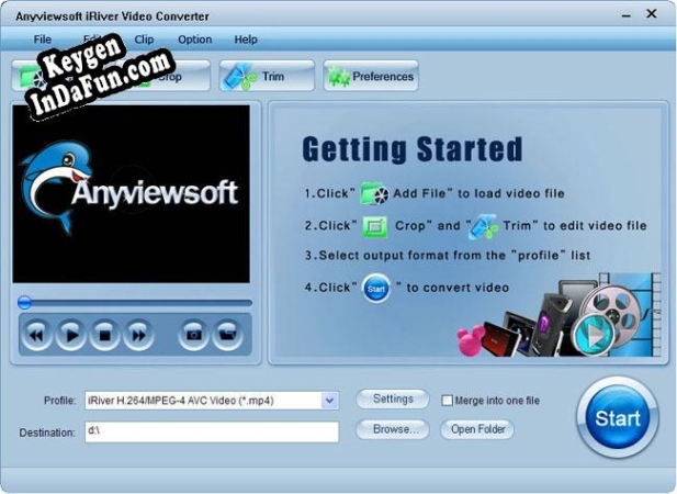 Key generator for Anyviewsoft iRiver Video Converter