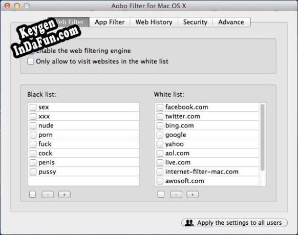 Key generator for Aobo Filter for Mac Standard