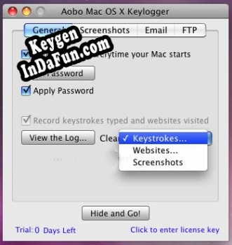 Aobo Mac OS X Keylogger Professional serial number generator