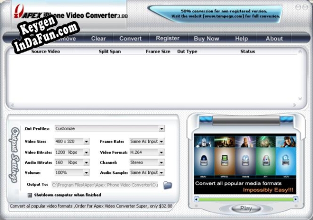 Key generator for Apex iPhone Video Converter