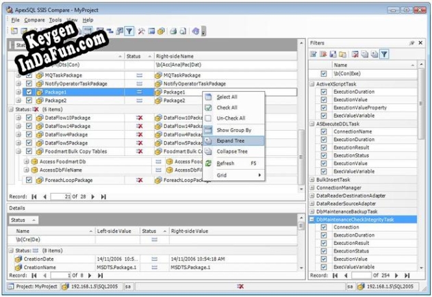 Apex SQL SSIS Compare serial number generator