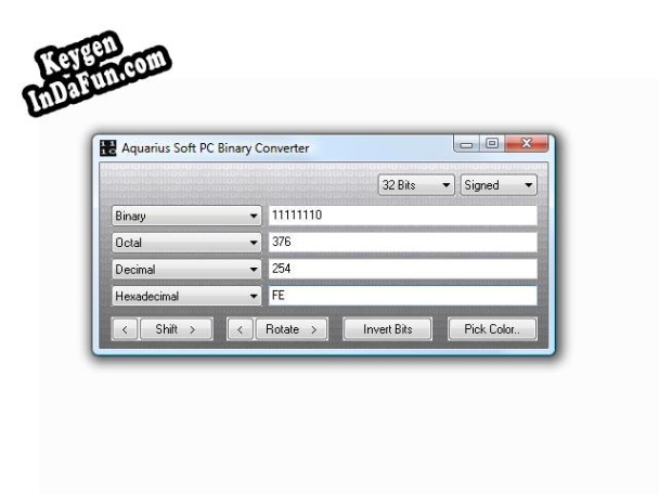Registration key for the program Aquarius Soft PC Binary Converter