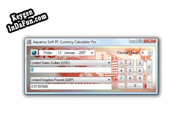 Registration key for the program Aquarius Soft PC Currency Calculator Pro