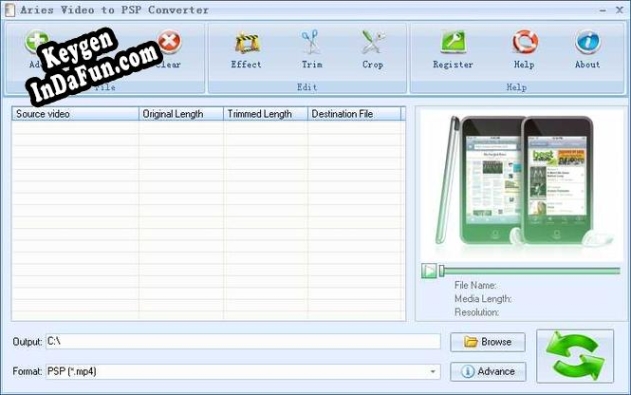 Aries Video to PSP Converter activation key