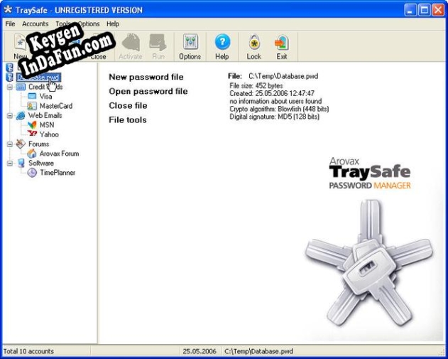 Arovax TraySafe Password Manager Personal serial number generator