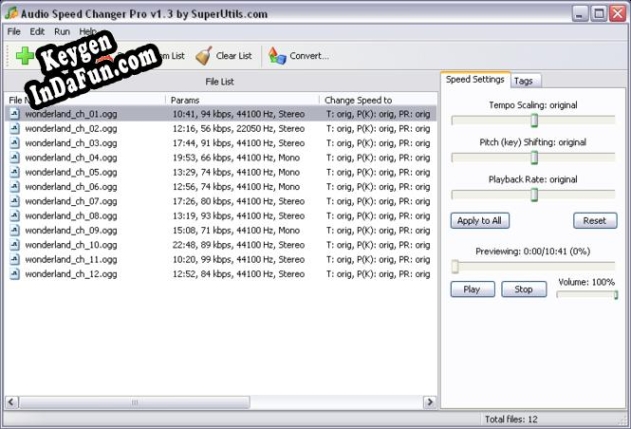 Registration key for the program Audio Speed Changer Pro