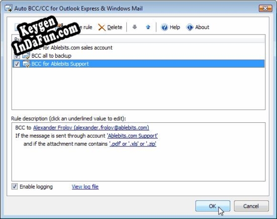 Activation key for Auto BCC for Outlook Express
