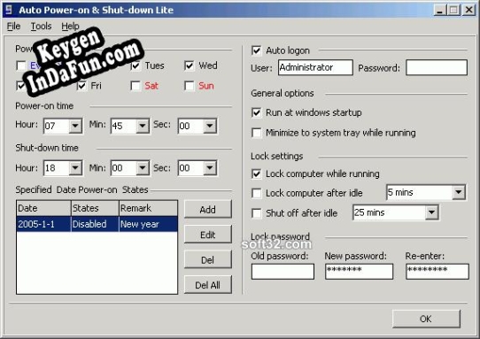 Registration key for the program Auto Power-on Shut-down Lite