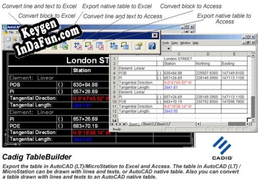 Key generator for AutoCAD to Excel - TableBuilder