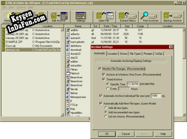 Automatic File Archiver serial number generator