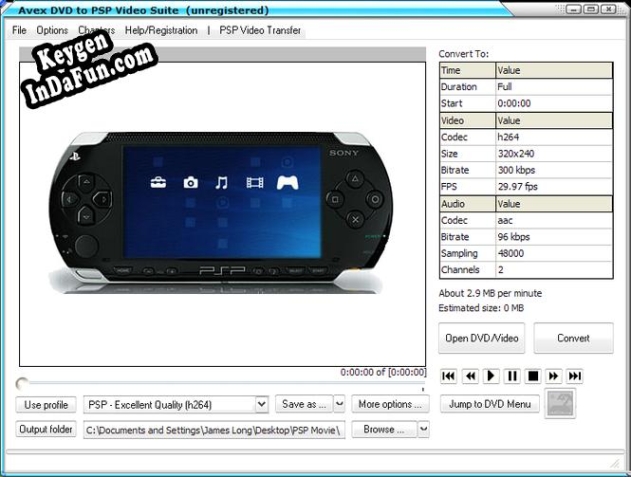 Avex-DVD to PSP Video Suite key generator